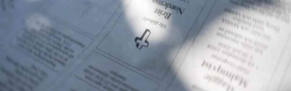 Dödsannons och minnesrum